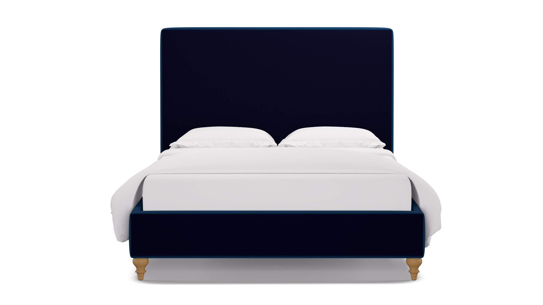 Classic Bed, Cobalt Performance Plush Velvet, Natural Traditional Turned Leg, Queen - Image 0
