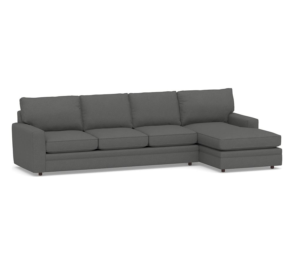 Pearce Square Arm Upholstered Left Arm Sofa with Chaise Sectional, Down Blend Wrapped Cushions, Park Weave Charcoal - Image 0