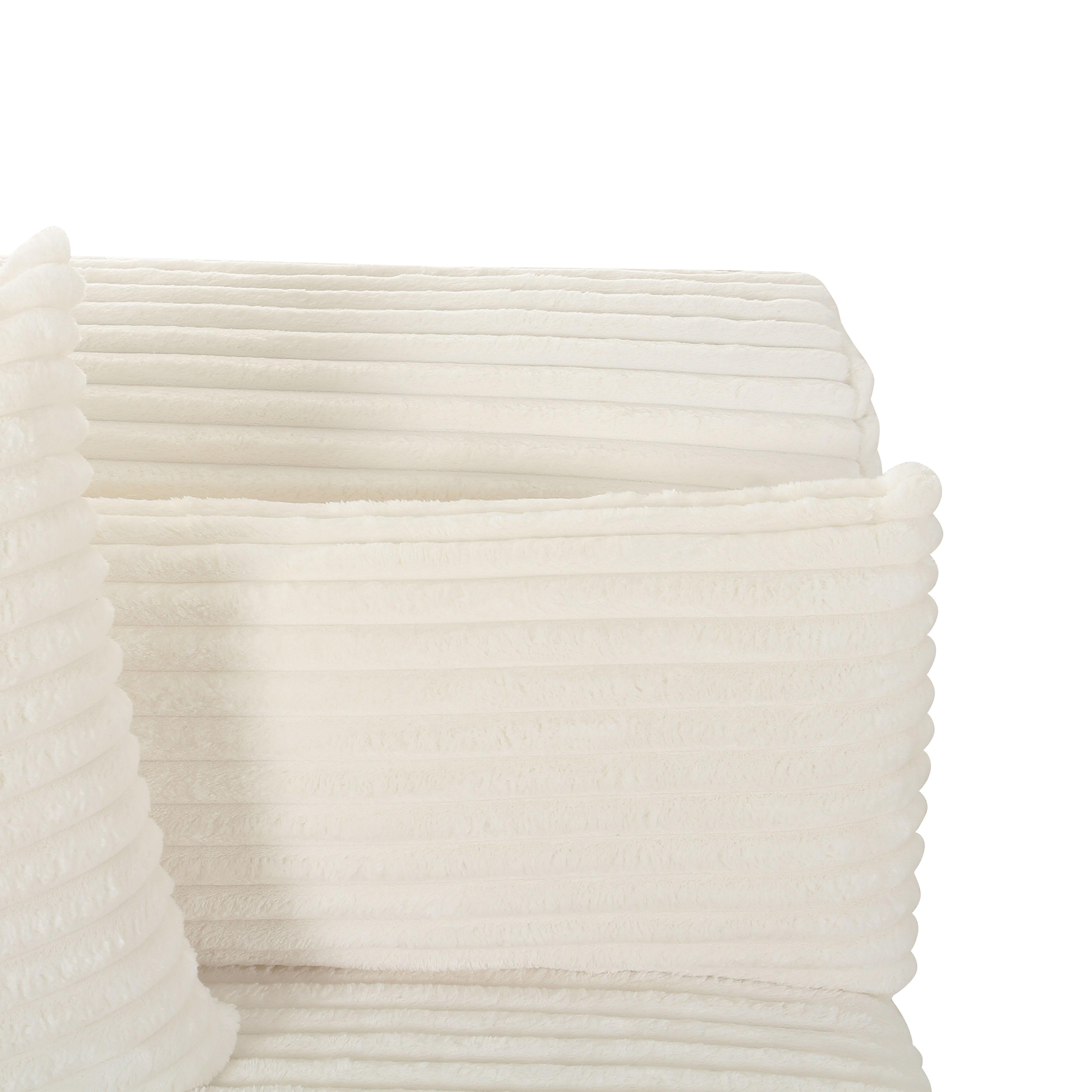 Tarra Fluffy Oversized Cream Corduroy Modular LAF Corner Chair - Image 3