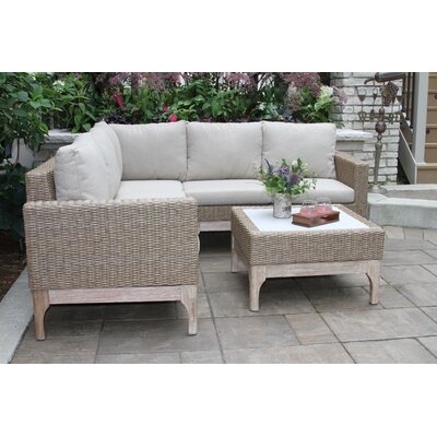 Luro 4 Piece Rattan Sectional Seating Group with Cushions - Image 0