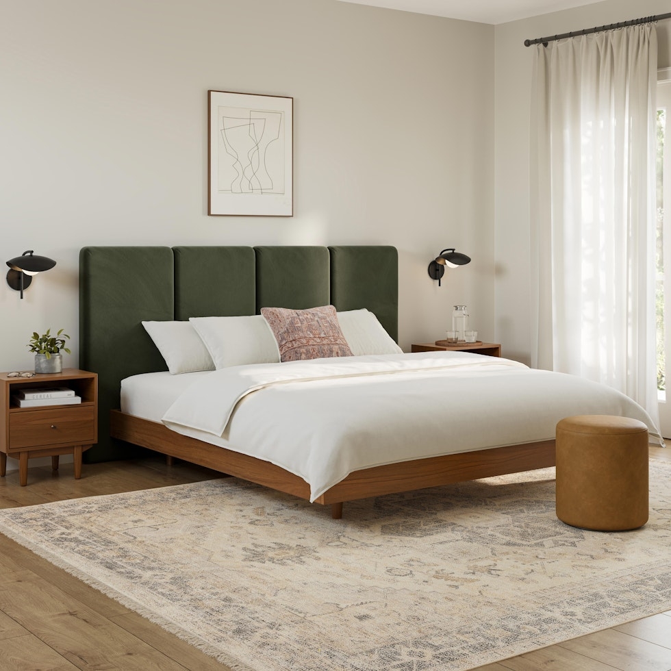 Noel King Velvet Headboard - Hale Fir Green - Image 1