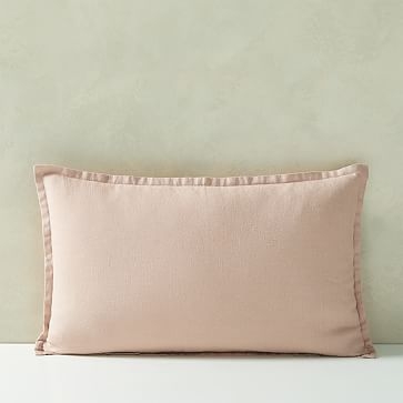 Belgian Flax Linen Lumbar Pillow Cover, Adobe Rose, 12"x21" - Image 0