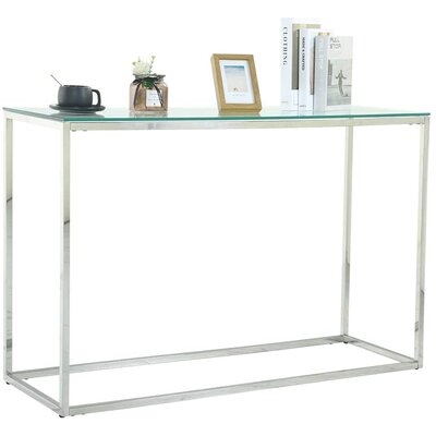 Narrow Modern Glass Chrome Table For Entryway,Living Room And Hallway - Image 0