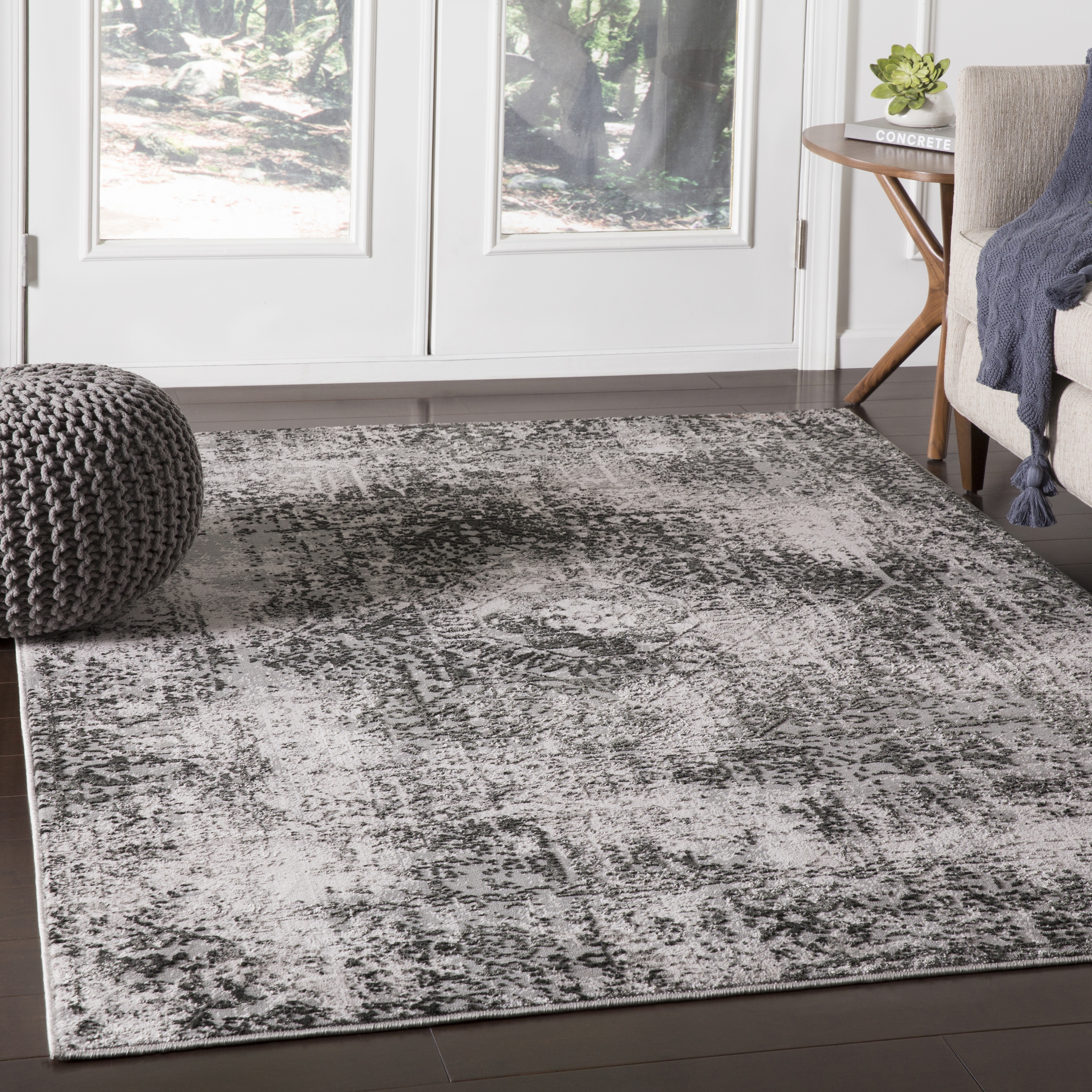 Himalayan Black Indoor 2' x 2'11" Machine Woven Rug - Image 1