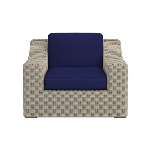San Clemente Lounge Chair Cushion, Perennials Perf Basketweave, Indigo - Image 0
