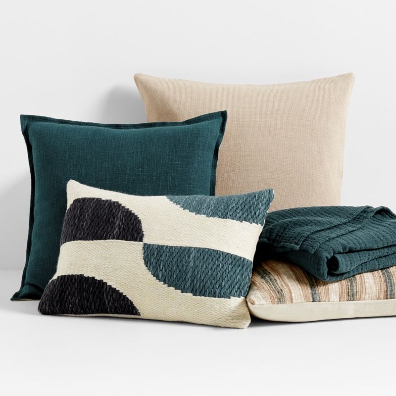 Riviera Stripe 24x16 Sea Green Throw Pillow with Feather Insert - Image 2