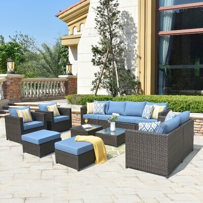 Patio 12 Piece Rattan Sectional Seating Group With Cushions (set Of 12) - Image 0