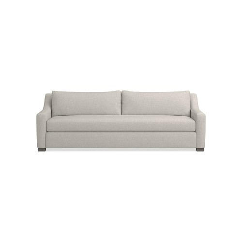Ghent Slope Arm 96 Sofa, Down Cushion, Perennials Performance Melange Weave, Oyster, Grey Leg - Image 0