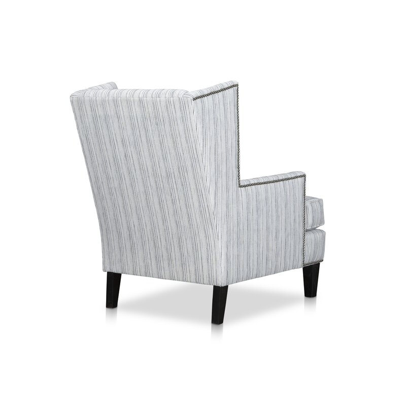 Stone & Leigh Furniture Lauren Wingback Chair Fabric: Blue Stripes - Image 1