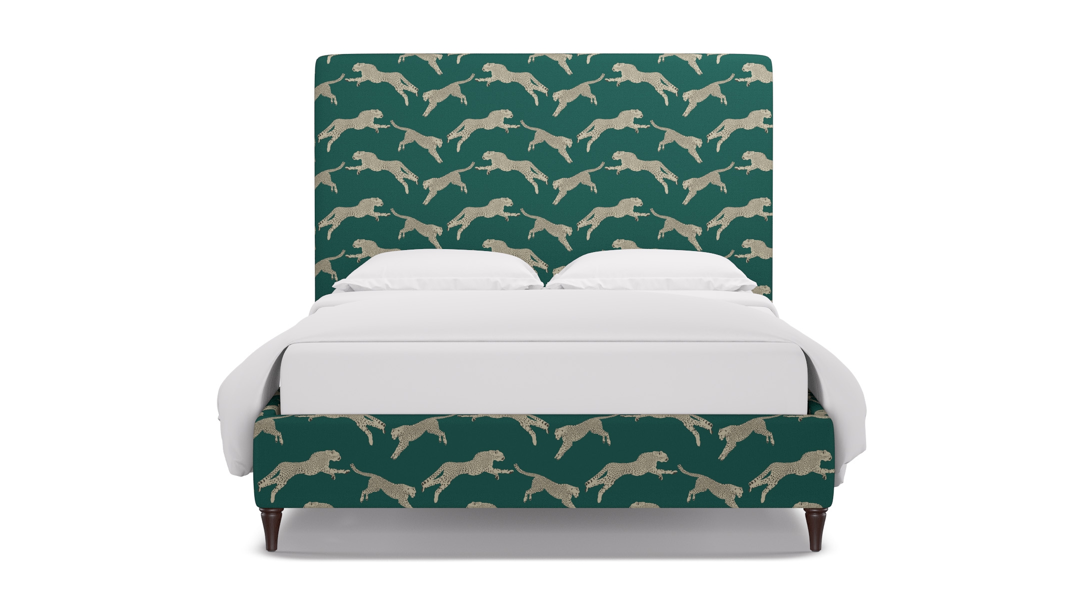 Classic Bed, Polo Green Cheetah, Espresso Decorative Tapered Leg, Twin - Image 0