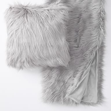 Himalayan Faux-Fur Pillow &amp; Throw Set, 18X18, Himilayan Blush - Image 2