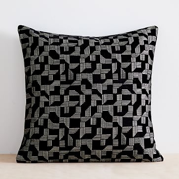 Geo Chenille Jacquard Pillow Cover, 20"x20", Black - Image 0