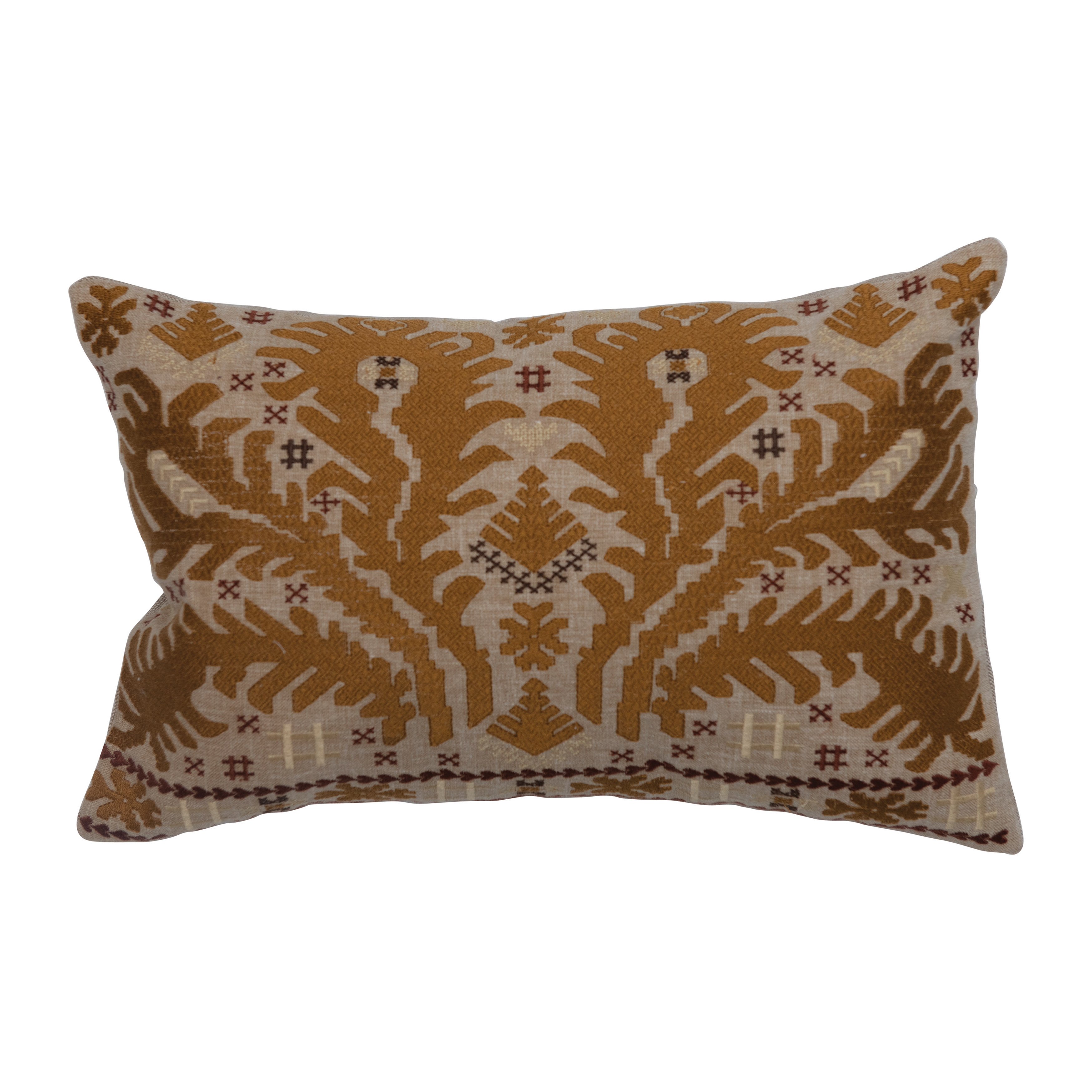 Southwest-Inspired Lumbar Throw Pillow with Embroidered Design - Image 0