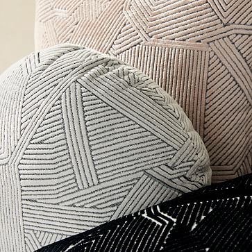 Linear Cut Velvet Pillow Cover, 20"x20", Stone White - Image 1