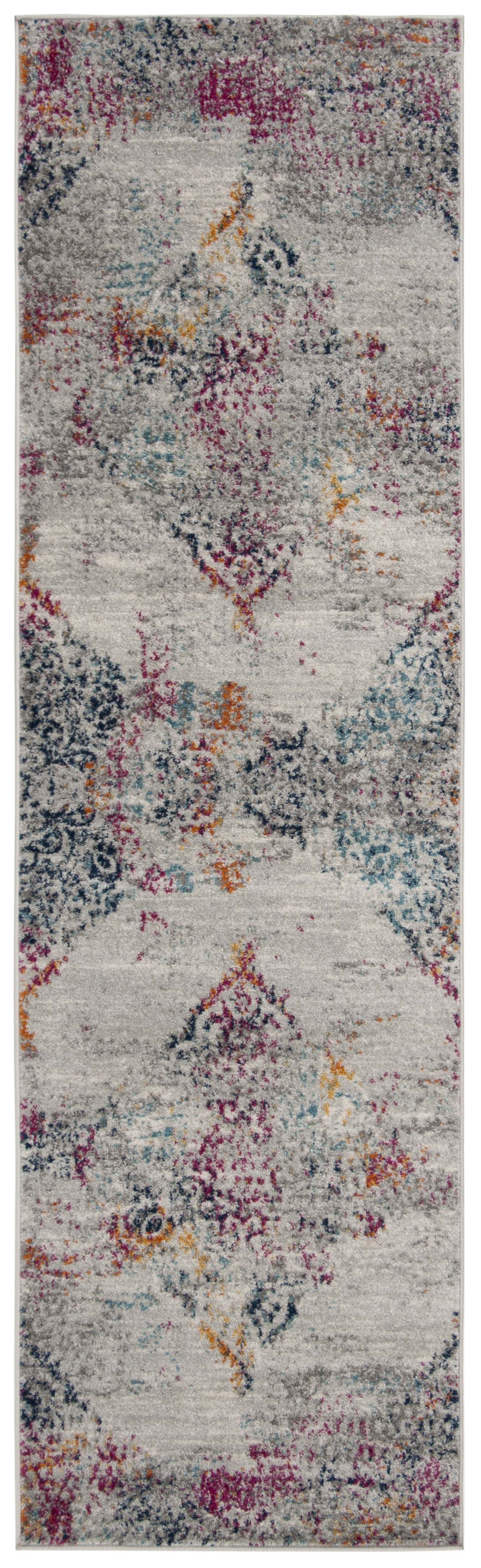 Arlo Home Woven Area Rug, MAD157R, Light Grey/Fuchsia,  2' 3" X 8' - Image 0