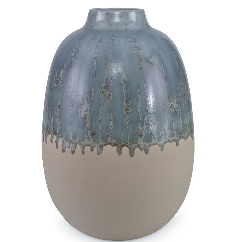 Kravet Meda Blue/Brown/Green 11.75"" Earthenware Table Vase - Image 0