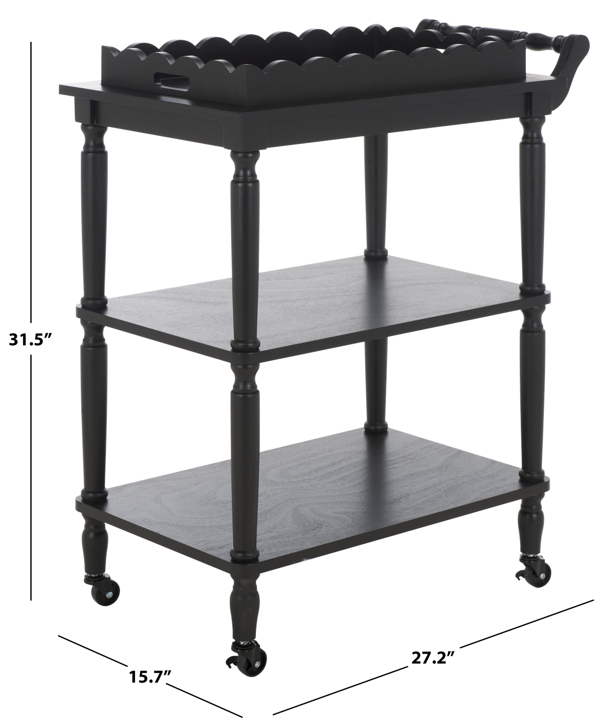 Haven 3 Tier Dining Cart - Matte Black - Image 9