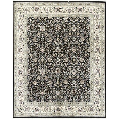 One-of-a-Kind Hand-Knotted Black/Ivory 8'1" x 10' Wool Area Rug - Image 0