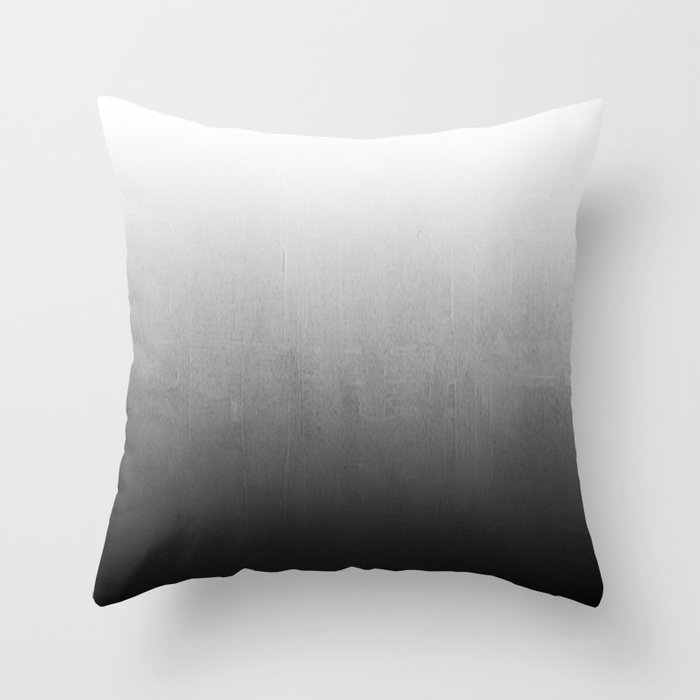 Nollia - Black And White Ombre Abstract Painting Watercolor Wash Minimalist Decor Gifts Throw Pillow by Charlottewinter - Cover (18" x 18") With Pillow Insert - Indoor Pillow - Image 0