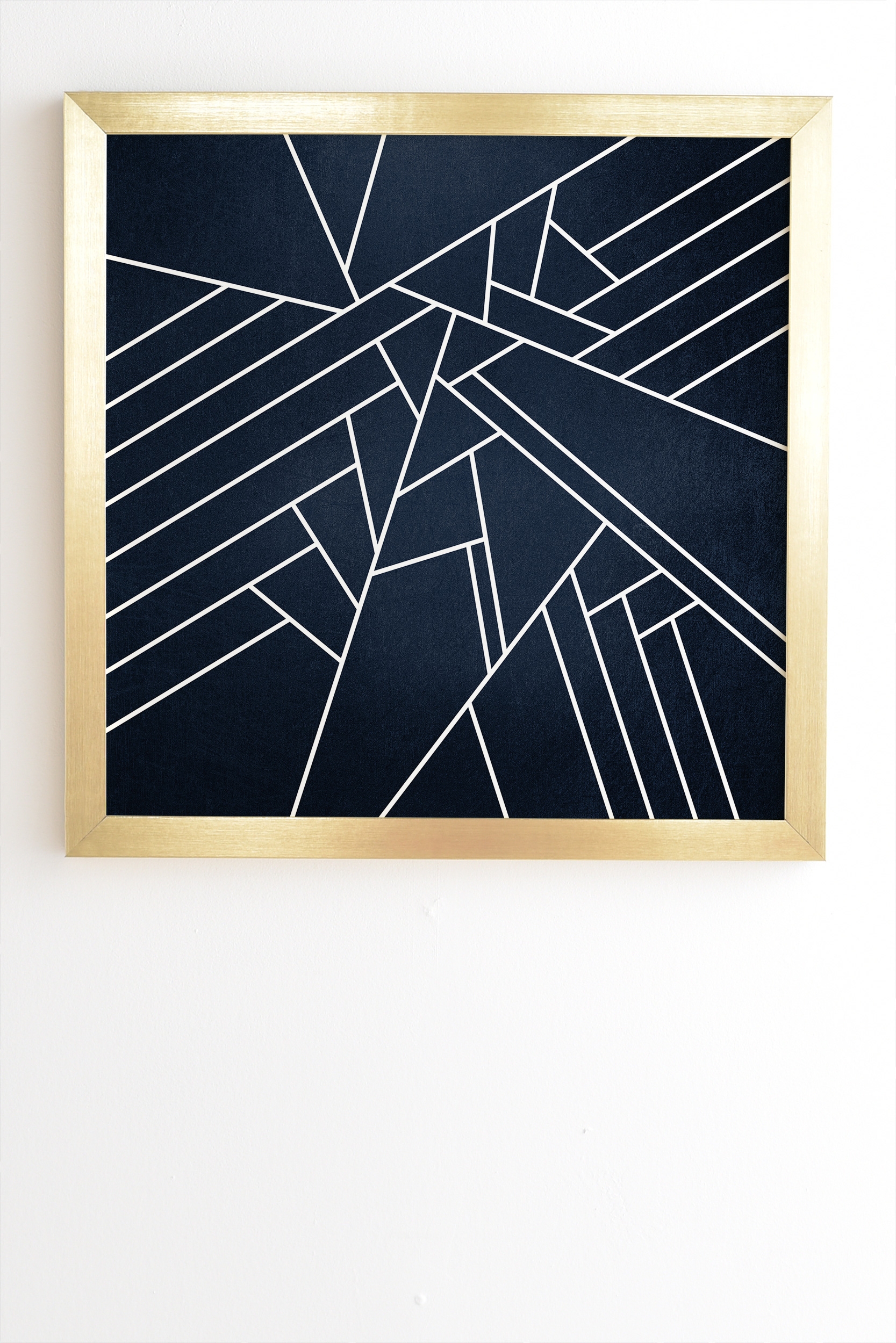Geometric Navy by Elisabeth Fredriksson - Framed Wall Art Basic Gold 20" x 20" - Image 1