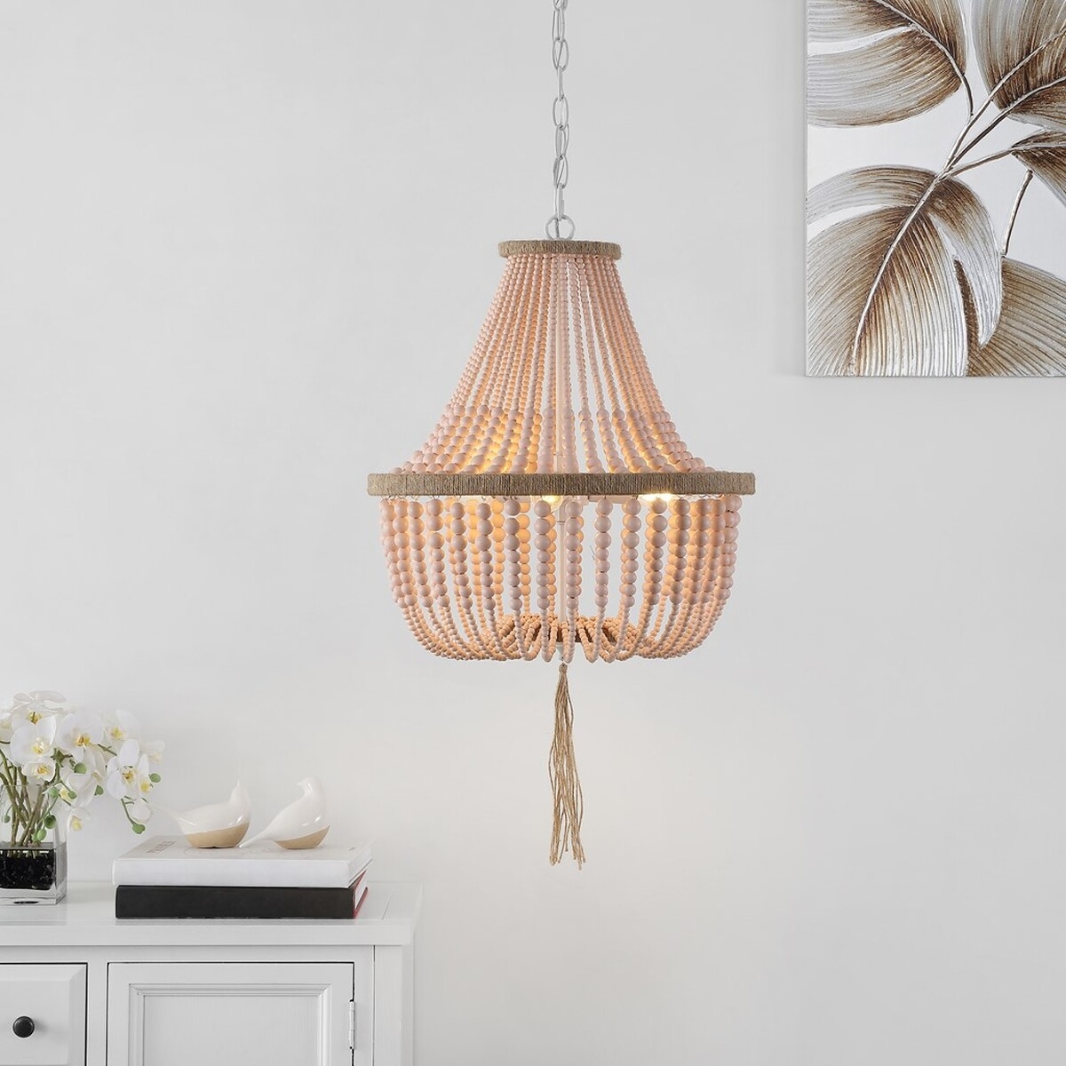 Lush Kristi Beads Pendant Lamp - Blush - Safavieh - Image 1