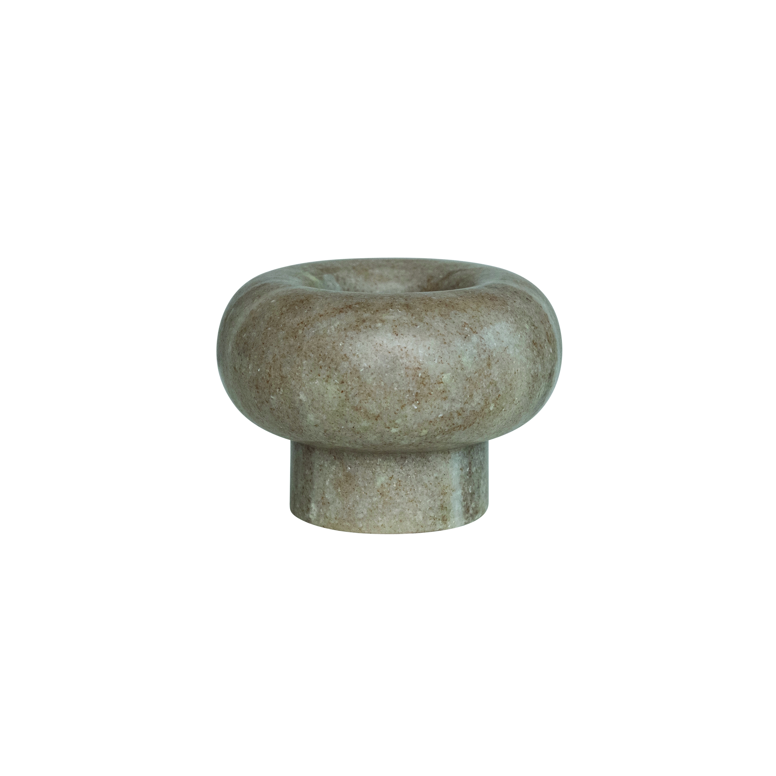 Round Marble Tealight Holder, Beige - Image 0