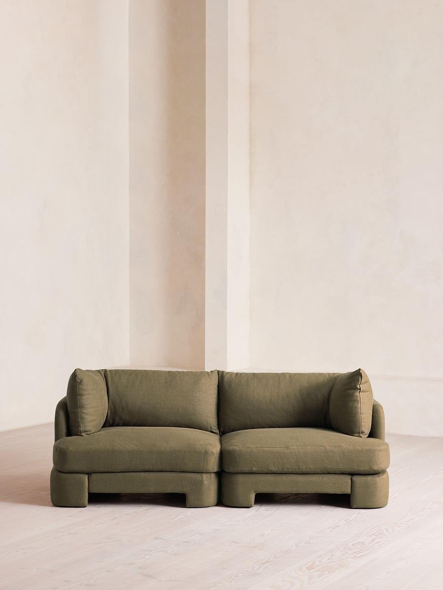 Odell Sectional Sofa, Three Seater, Linen, Sage, US - Image 0