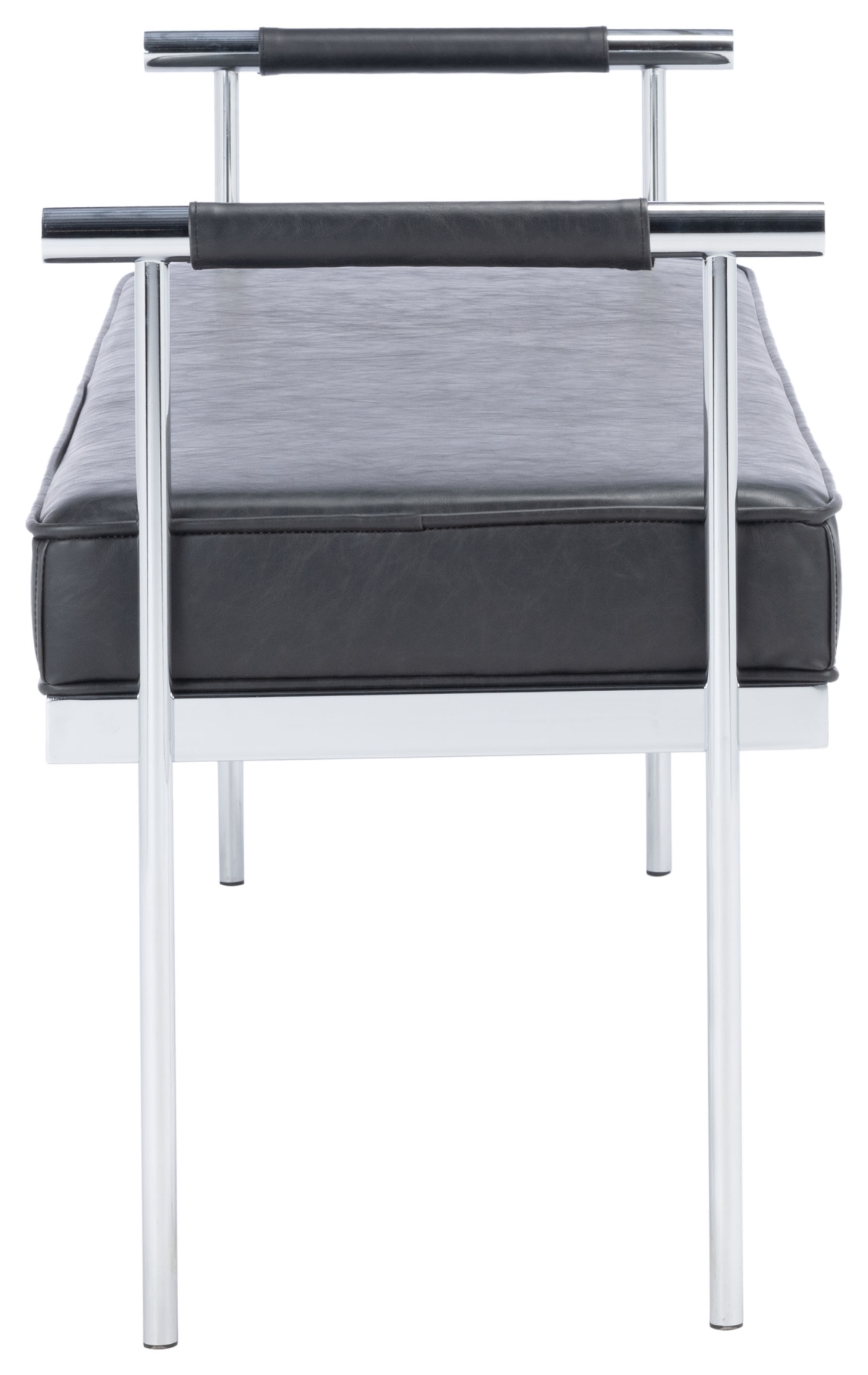 Pim Long Rectangle Bench W/Arms - Black / Chrome - Safavieh - Image 5