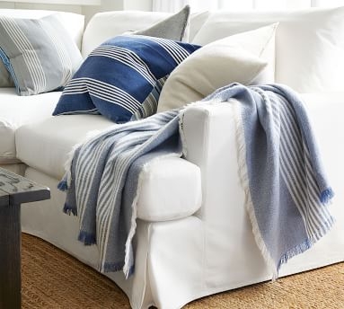 Ziri Reversible Stripe Pillow Cover, 20", Blue Multi - Image 5