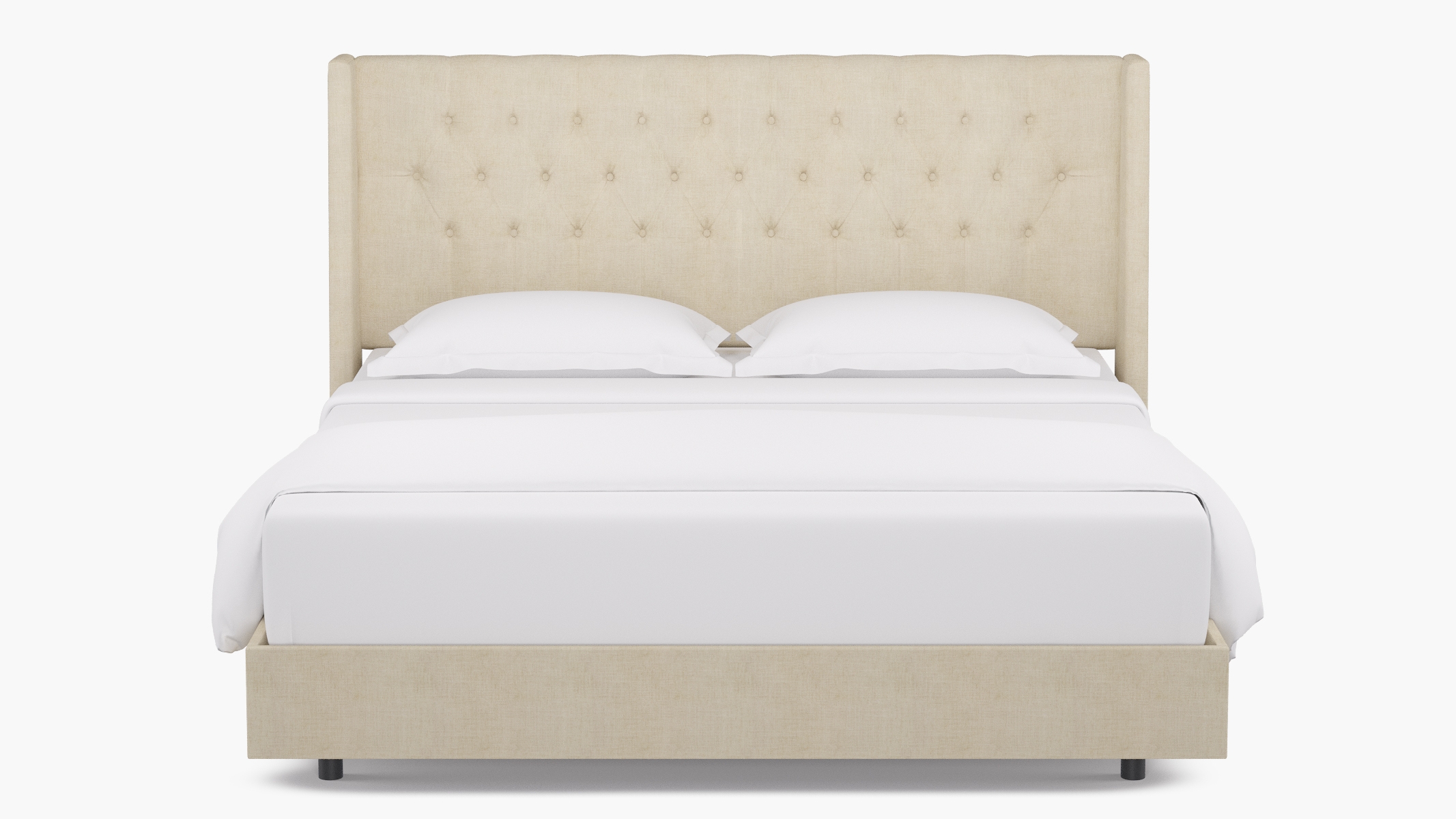 Tufted Wingback Bed, Talc Linen, King - Image 0
