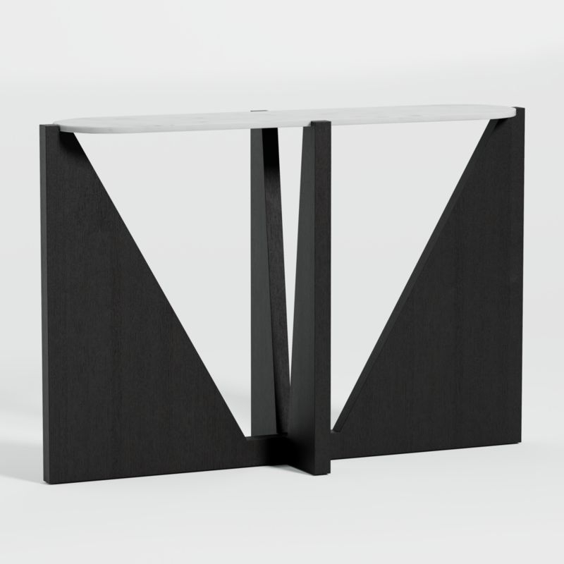 Miro White Marble Console Table with Black Ebonized White Oak Wood Base - Image 1