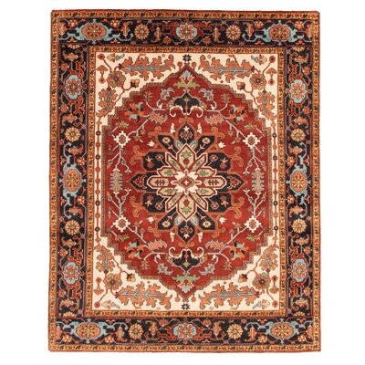 One-of-a-Kind Derriona Hand-Knotted New Age 7'11" x 9'11" Wool Area Rug in Red/Beige - Image 0