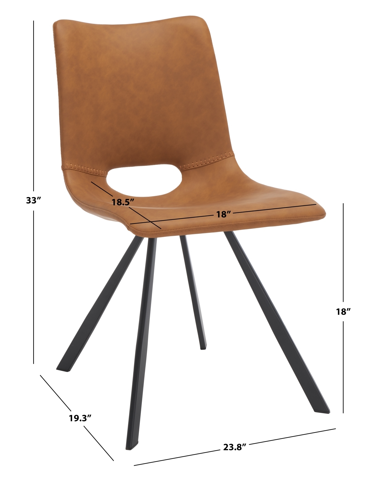 Mika Dining Chair - Cognac / Black - Safavieh - Image 7
