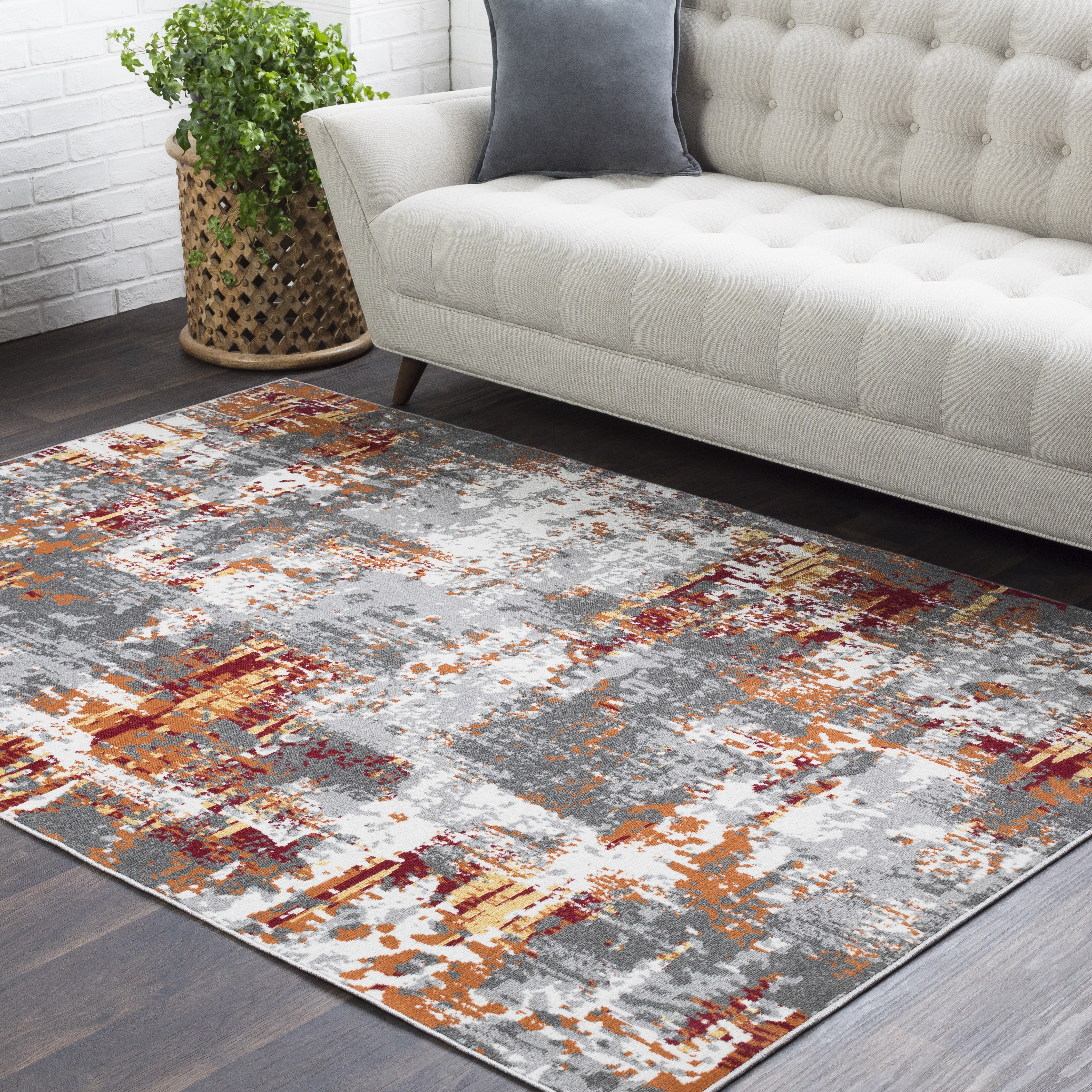 Rafetus Gray Indoor 7'10" x 10'2" Machine Woven Rug - Image 1
