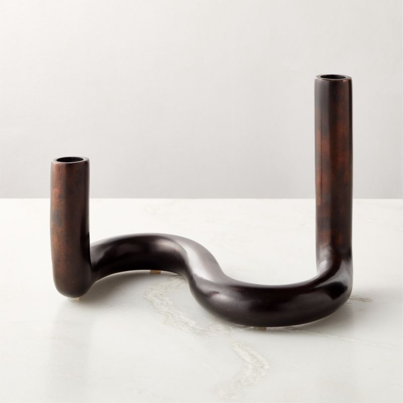 Freya Bronze Taper Candle Holder - Image 1