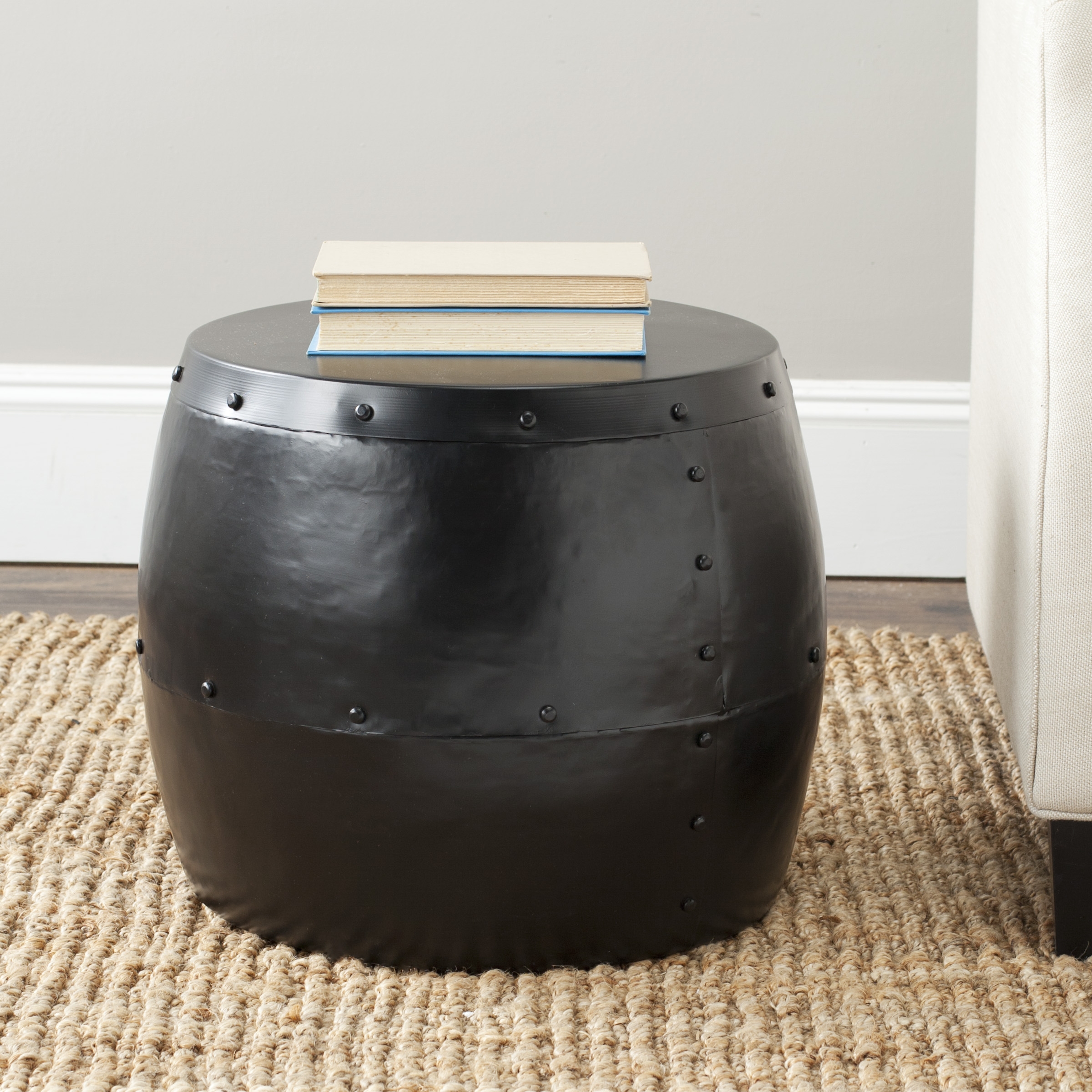 Hogan Iron Drum Stool - Black - Safavieh - Image 0