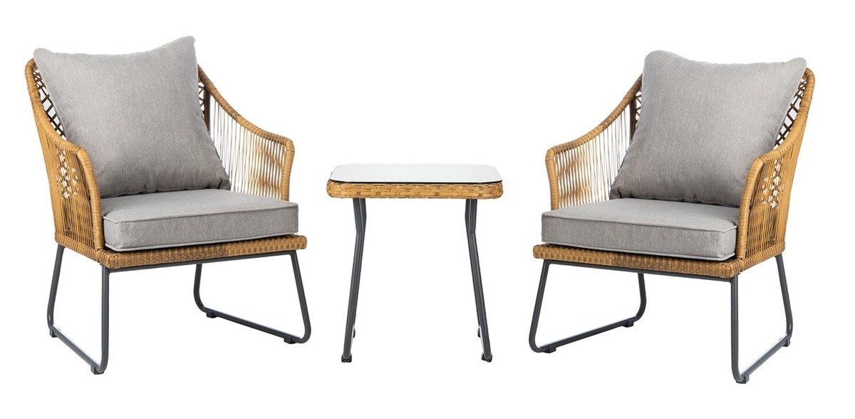 Jensen 3 Pc Lounge Set - Natural/Grey - Safavieh - Image 0