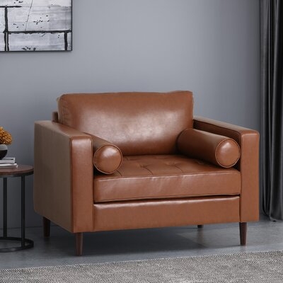 44.75" W Tufted Faux Leather Club Chair - Image 0