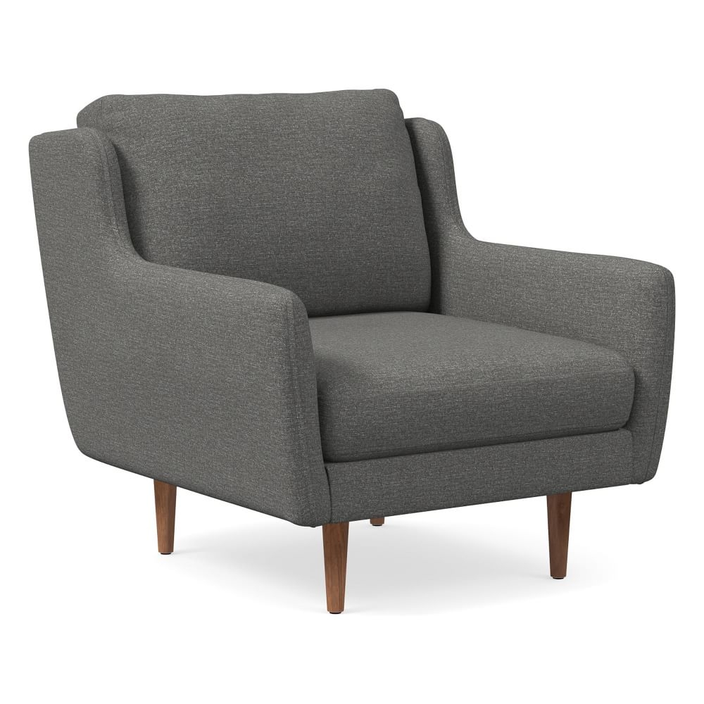 Rory Chair, Down Blend, Chenille Tweed, Pewter, Walnut - Image 0