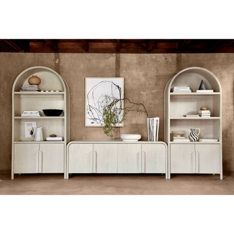 Annie Whitewashed Wood Storage Bookcase with Shelves by Leanne Ford - Image 1