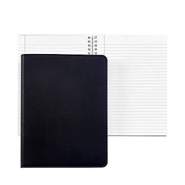 Refillable Notebook, Italian Bonded Leather, Black, 9" - Image 0