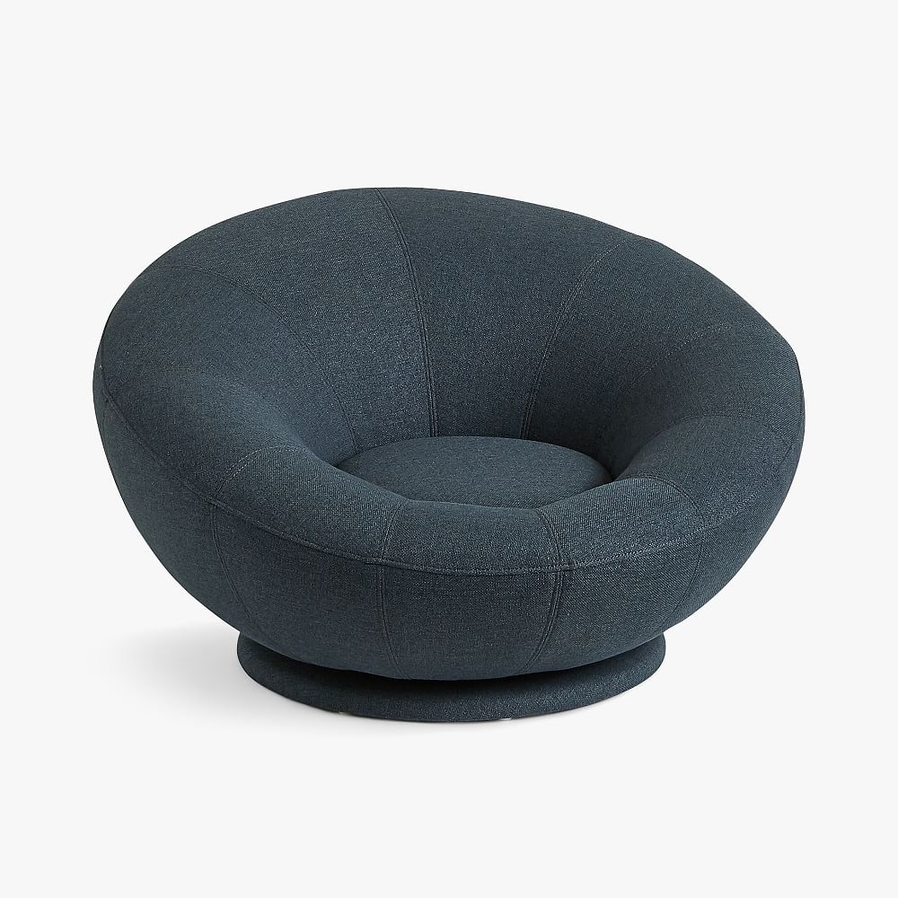 Recycled Basketweave Indigo Groovy Swivel Chair, In Home Delivery - Image 0