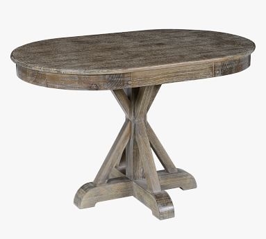 Hyeres Oval Pedestal Dining Table, Lime Wash Brown - Image 1