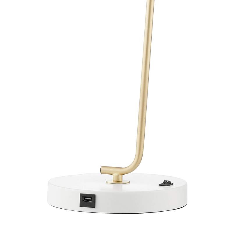 Lite Source Roden 22 1/4" White and Antique Brass Modern USB Desk Lamp - Image 3