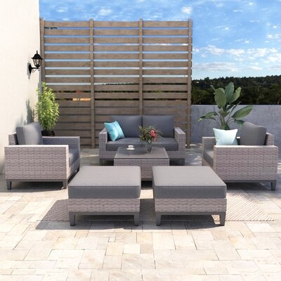 Jleigh 7 Piece Rattan Sofa Seating Group with Cushions - Image 0