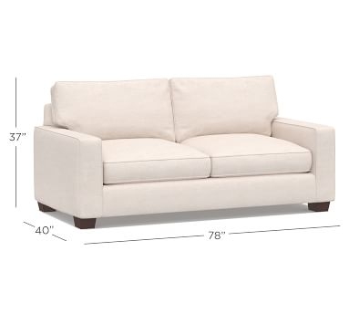 PB Comfort Square Arm Upholstered Deluxe Sleeper Sofa, Box Edge Memory Foam Cushions, Textured Basketweave Black - Image 3
