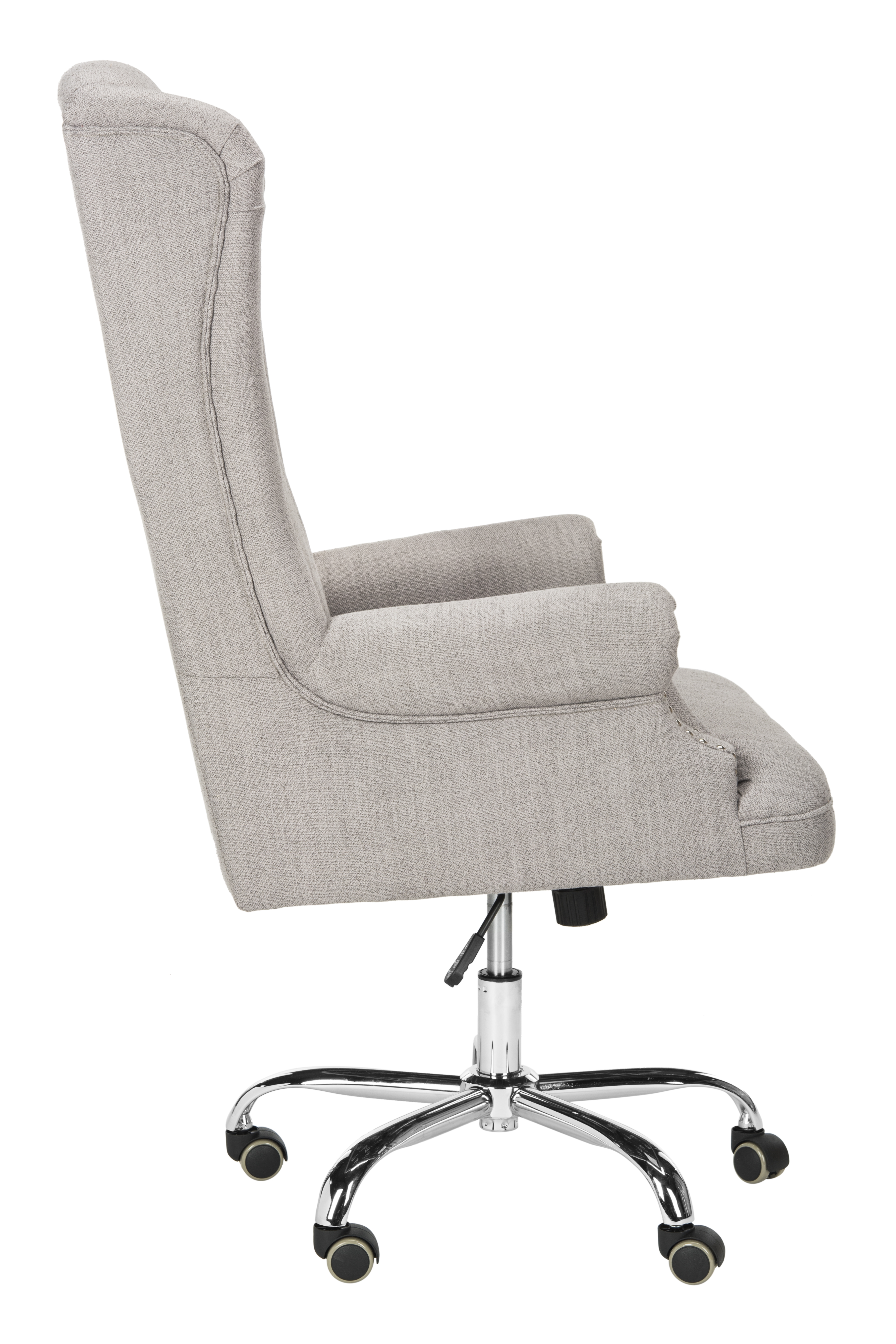 Ian Linen Chrome Leg Swivel Office Chair - Grey/Chrome - Safavieh - Image 2