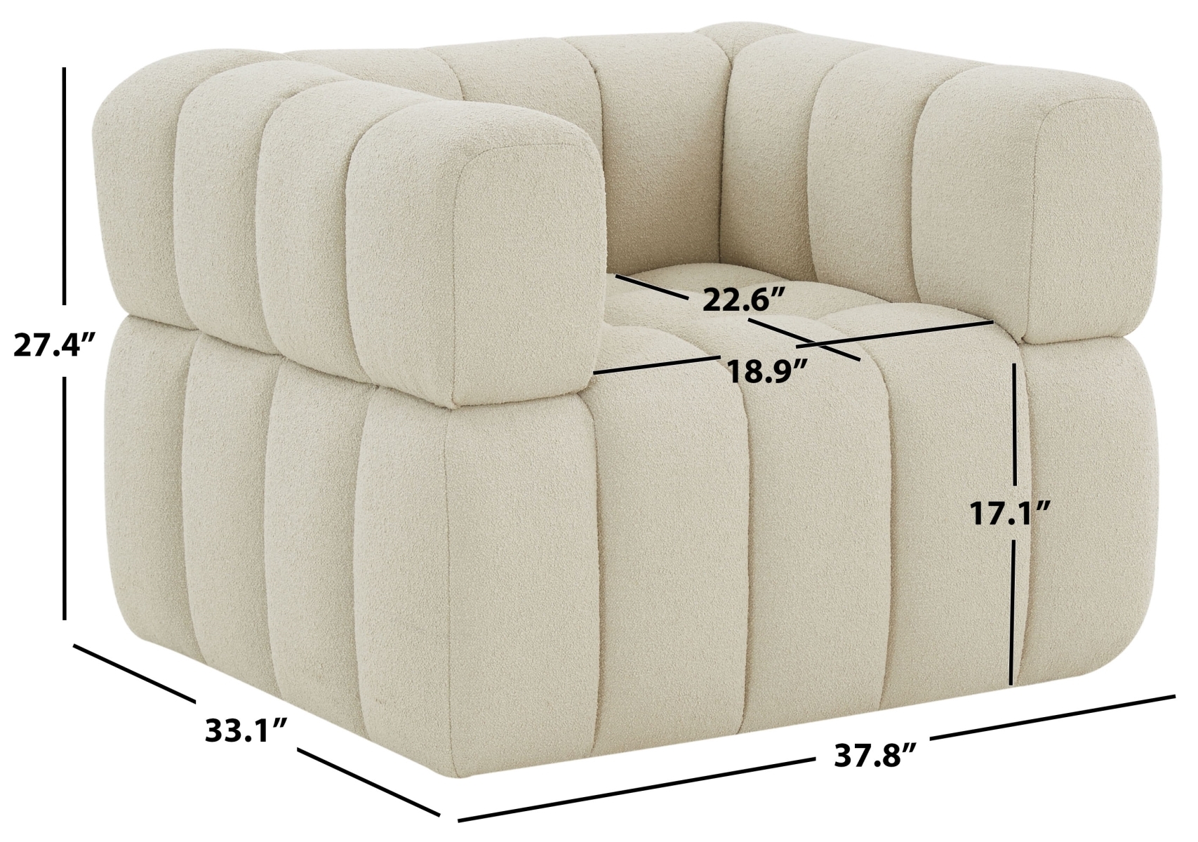 Calyna Boucle Accent Chair - Light Grey - Image 5