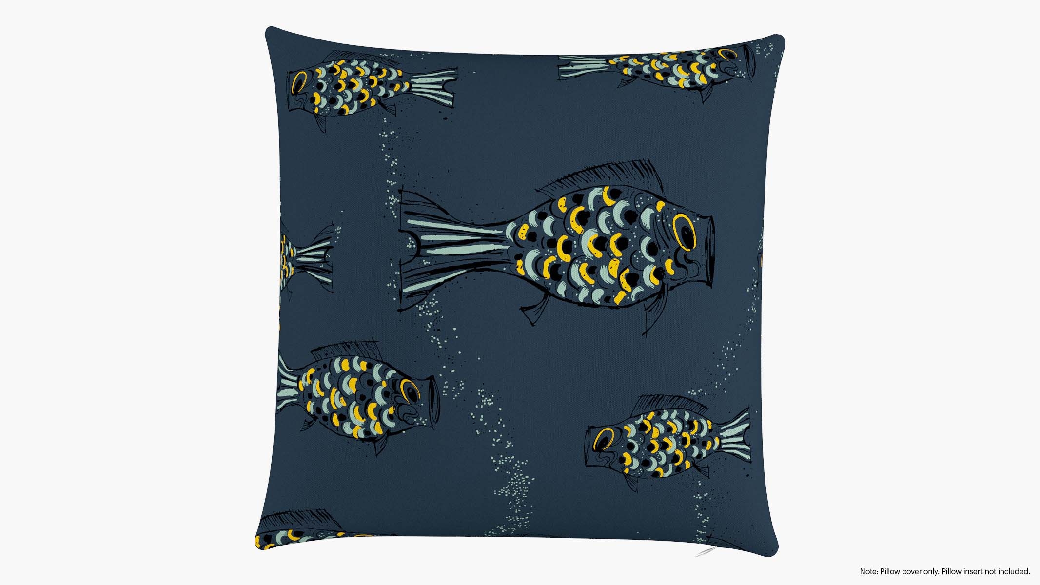 Throw Pillow Cover 22", Indigo Sakana, 22" x 22" - Image 0