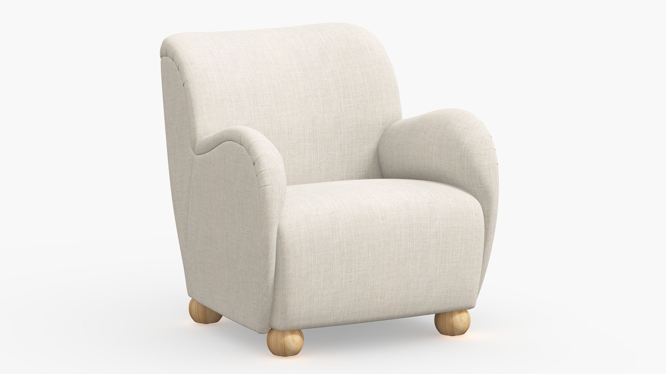 Bun Foot Accent Chair, Talc Everyday Linen, Natural - Image 0